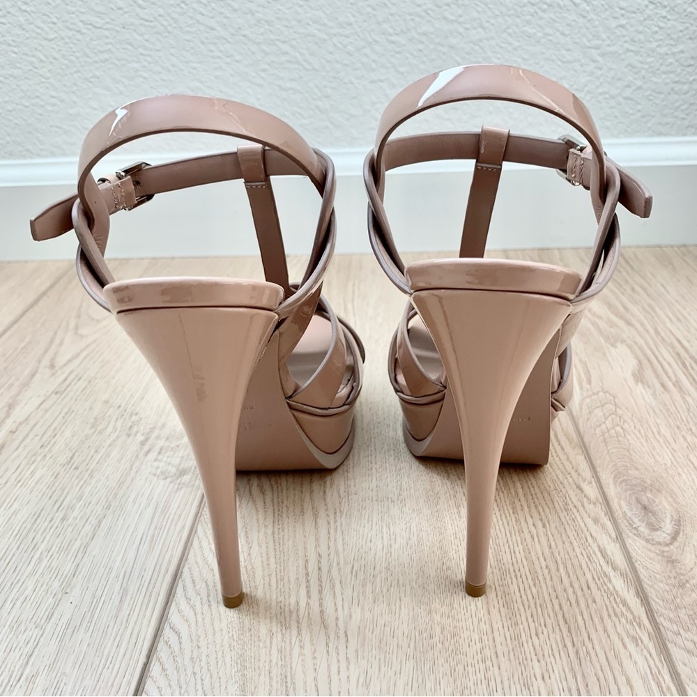 ๐ Saint Laurent Nude Patent Leather Tribute 105 Platform Sandals High Heels 37 - Picture 8 of 16